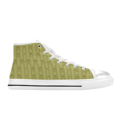 Liminal Horror High-Tops | Yellow Wallpaper Sneakers Kids' High Top Canvas Shoes-4 Sides (Model 017)