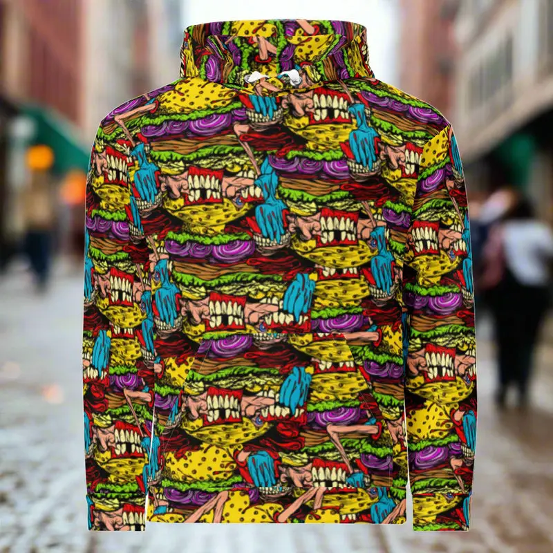Cheeseburger Monster Art hettegenser for menn