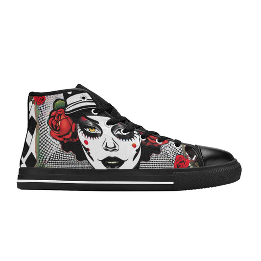 MEN'S Clown Woman Roses Men’S High Top Canvas Grunge Shoes