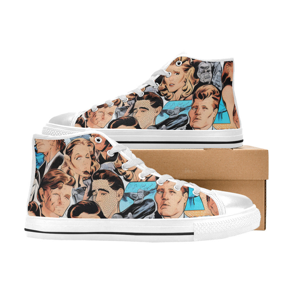 WOMEN'S Cc Retro Faces 3 High Top Canvas Grunge Sneakers
