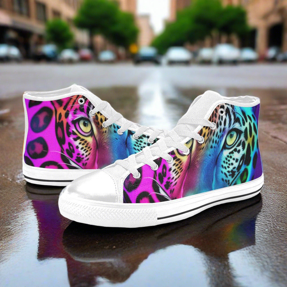 Wolf White Gold Custom WOMEN Bold Art - Freaky Shoes | Custom Art Sneakers