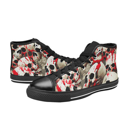 WOMEN'S Splatter Skulls 3 High Top Canvas Dark Academia Custom Sneakers