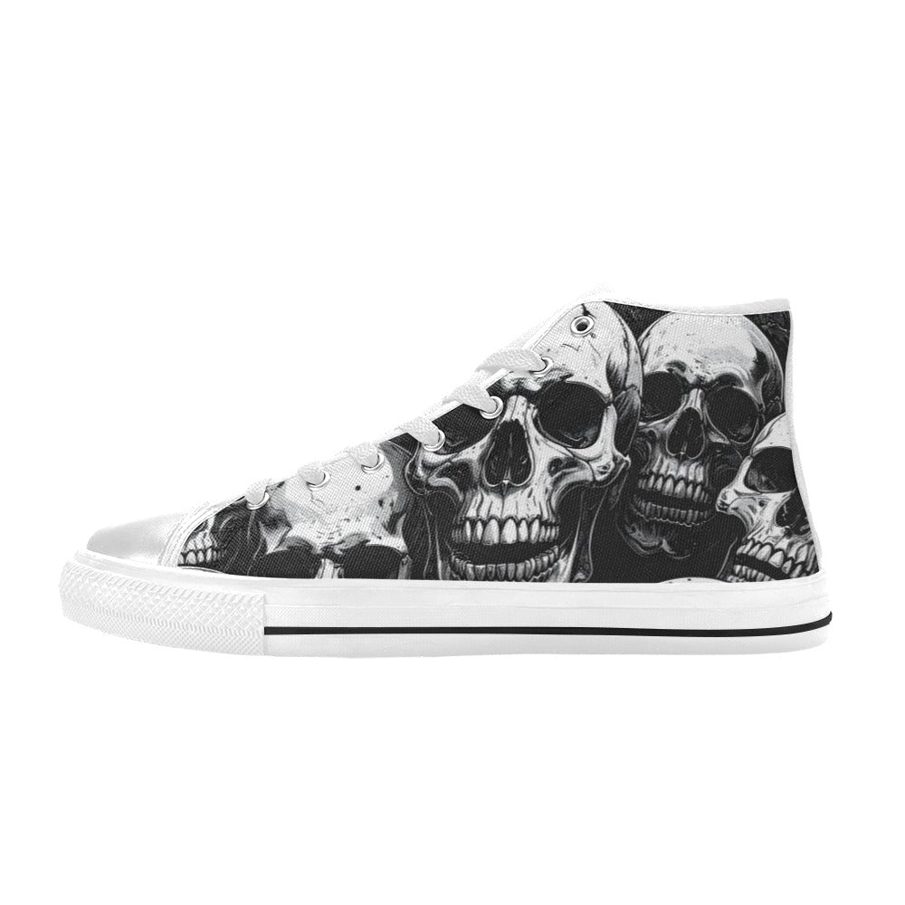 MEN'S Aggressive Comic Skull Black High Top Canvas Aesthetic Custom Sneakers