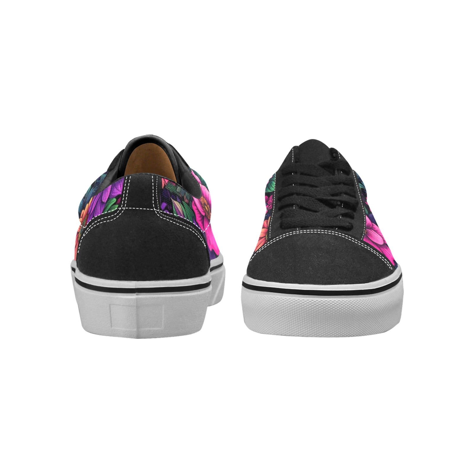 WOMEN'S Trippy Floral Chaos Low Top Skateboarding Vivid Custom Sneakers