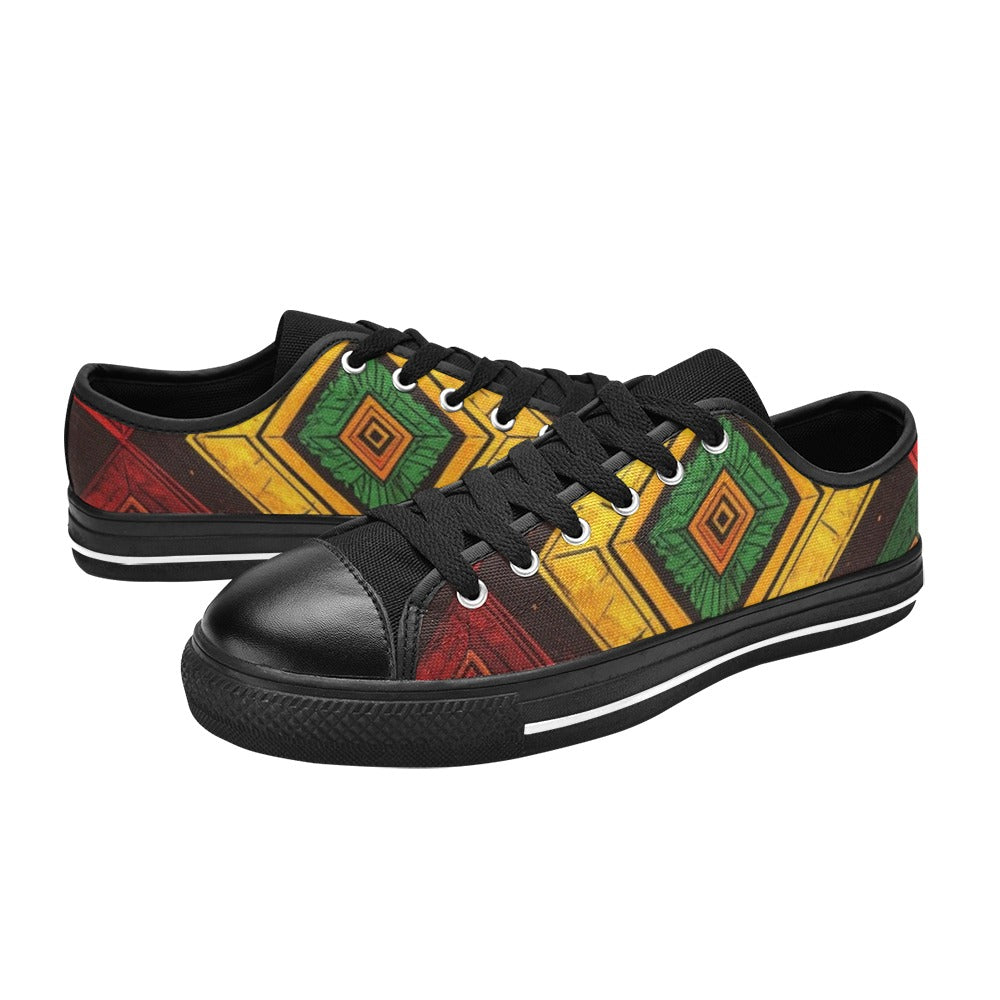 MEN'S African Kente Cloth Canvas Cottagecore Custom Sneakers