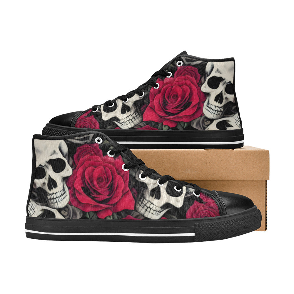 WOMEN'S Cc Skulls Roses 2 High Top Canvas Vivid Sneakers