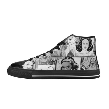 WOMEN'S Cc Pop Art 2 High Top Canvas Dark Academia Custom Sneakers