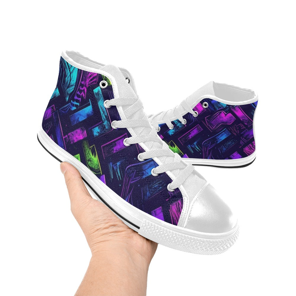 MEN'S Electric Houndstooth Dream 1 High Top Canvas Vivid Shoes