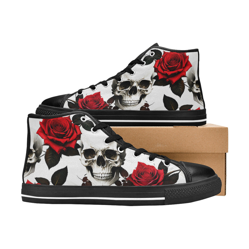 MEN'S Skulls Roses Deluxe 4 High Top Canvas Y2K Custom Shoes