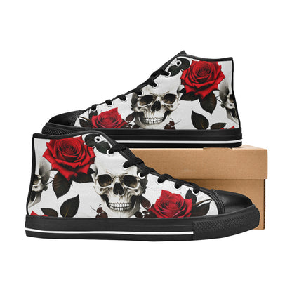 MEN'S Skulls Roses Deluxe 4 High Top Canvas Y2K Custom Shoes