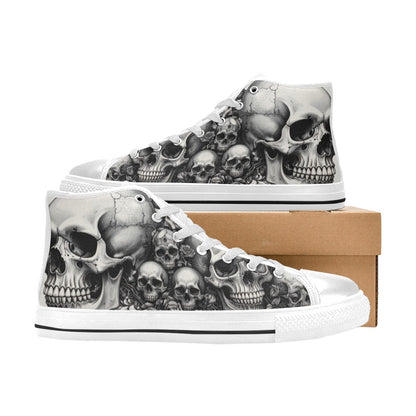 Dark Skull Women's Gothic Art High Top Canvas Shoes | Freaky Shoes®