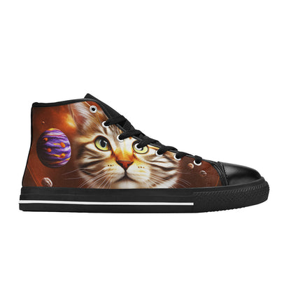 MEN'S Cc Space Cat Men’S High Top Canvas Wallpaper Art Custom Shoes
