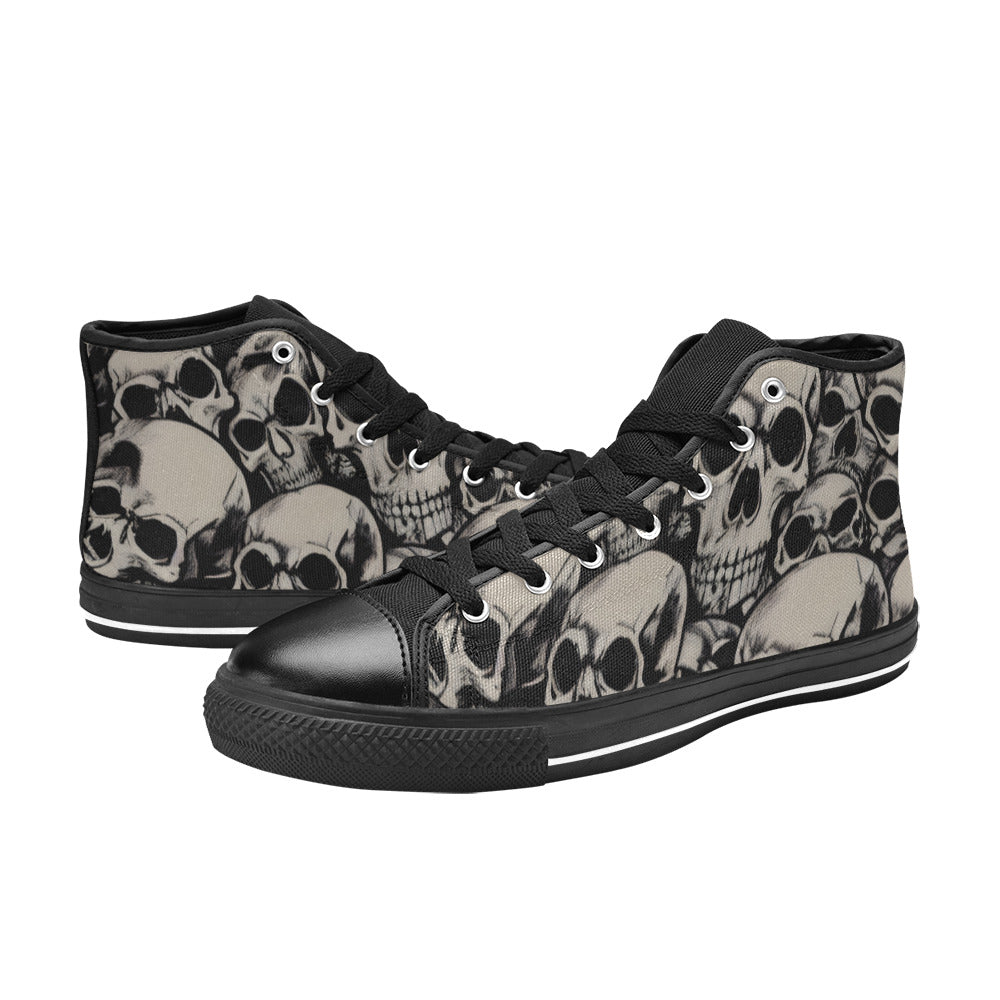 WOMEN'S Cc Retro Skulls Art High Top Canvas Vibrant Chaos Custom Shoes