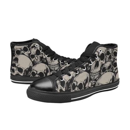 WOMEN'S Cc Retro Skulls Art High Top Canvas Vibrant Chaos Custom Shoes
