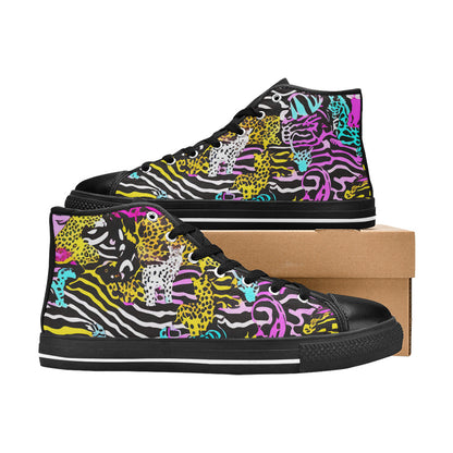 WOMEN'S Neon Animal Print High Top Canvas Dreamcore Custom Sneakers