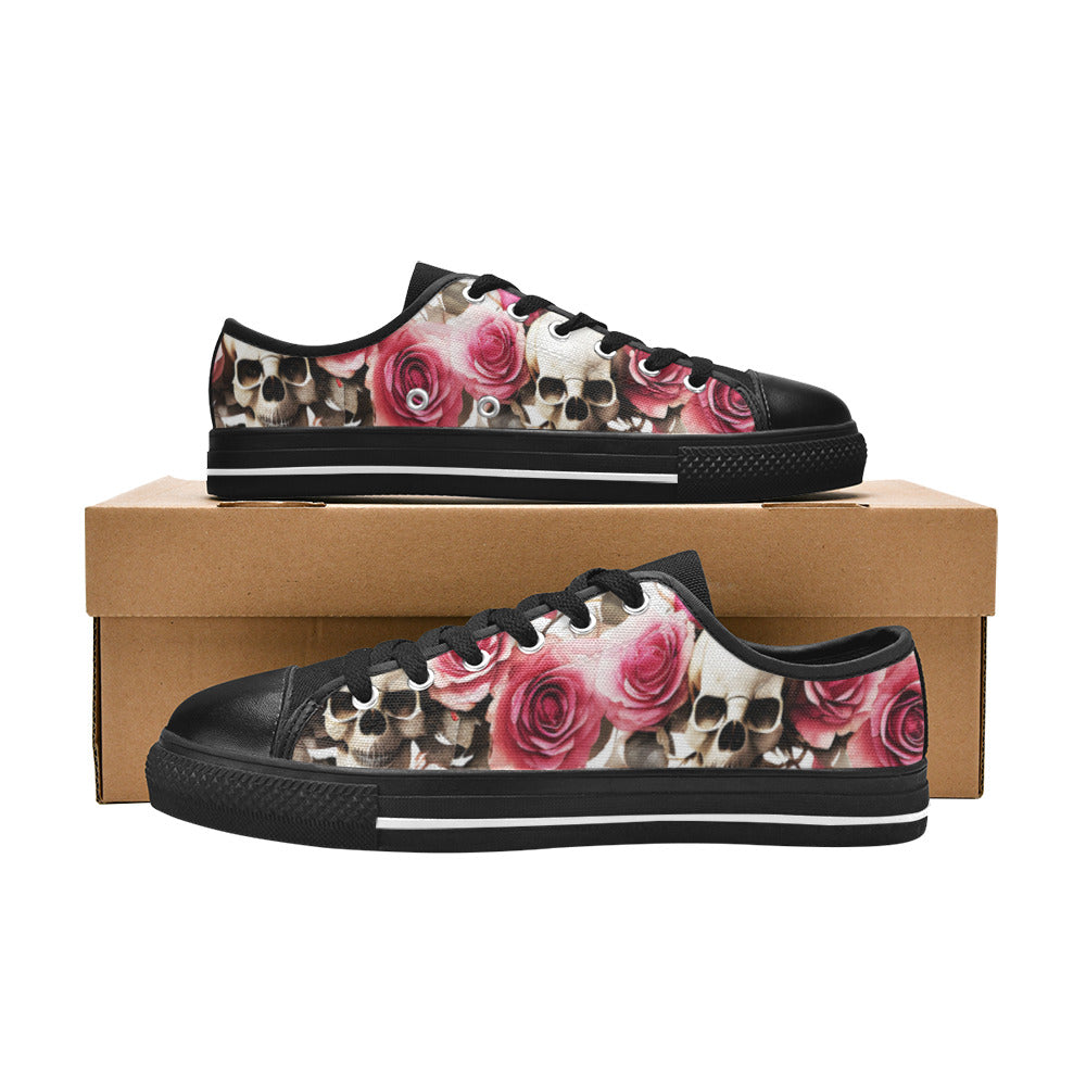 WOMEN'S Skulls Roses Deluxe 14 Canvas Vibrant Chaos Custom Sneakers