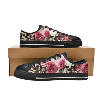 WOMEN'S Skulls Roses Deluxe 14 Canvas Vibrant Chaos Custom Sneakers