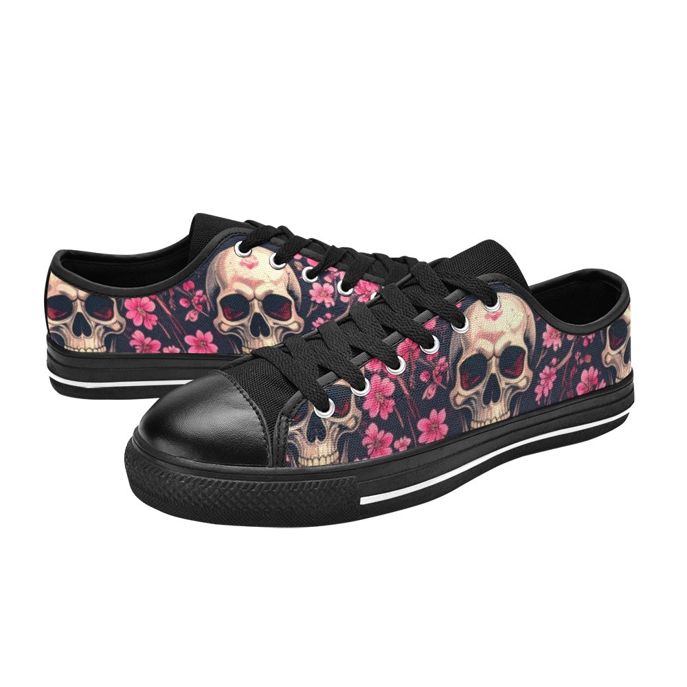 KIDS' Skull Cherry Blossom Low Top Canvas Dreamcore Sneakers