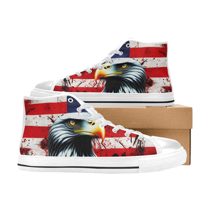 WOMEN'S Patriotic Eagle Distressed High Top Canvas Surreal Sneakers