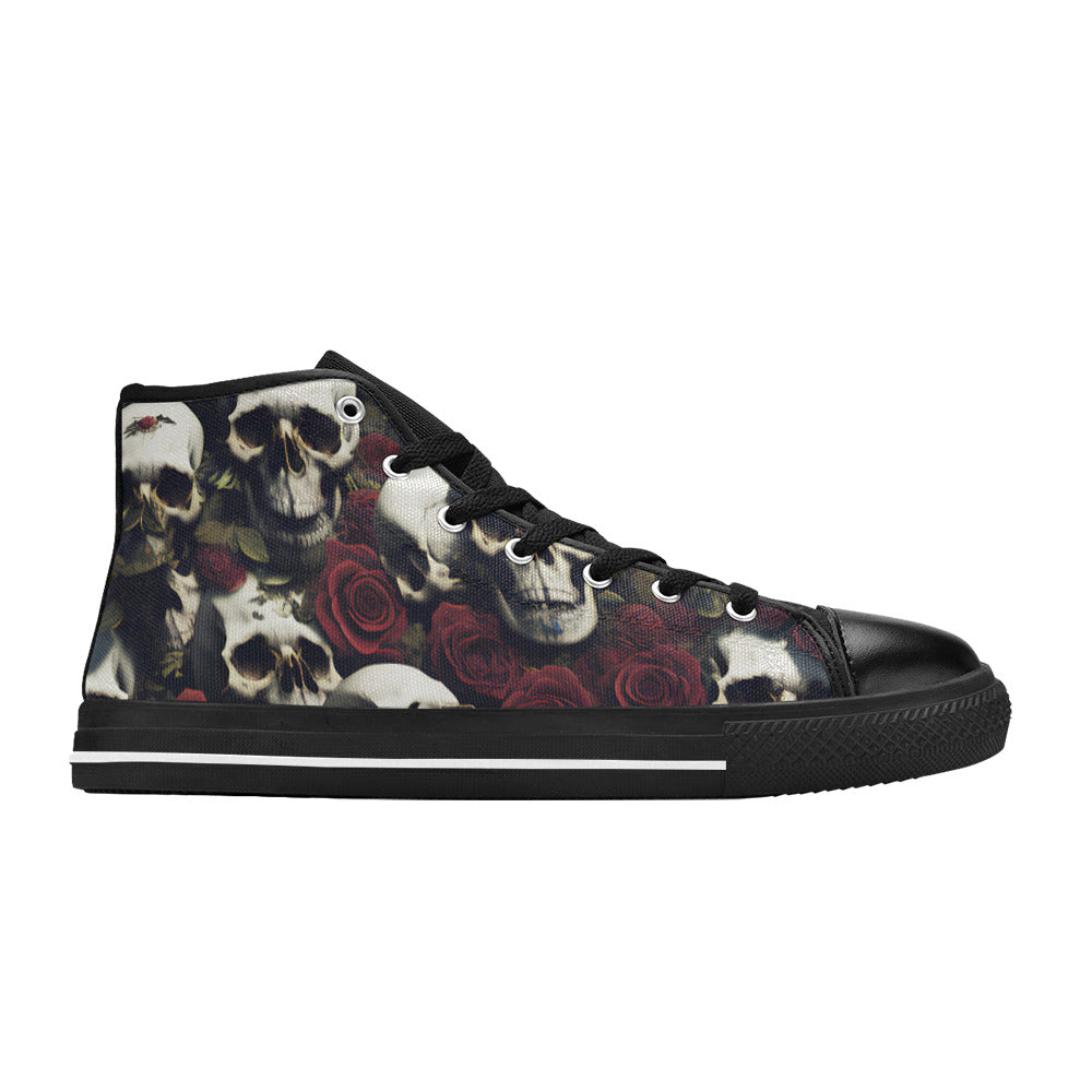 WOMEN'S Rose Skulls Dark High Top Canvas Dreamcore Custom Sneakers