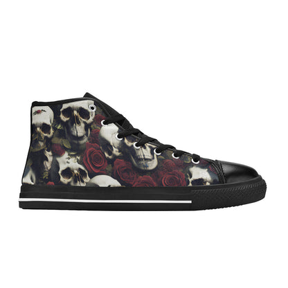 WOMEN'S Rose Skulls Dark High Top Canvas Dreamcore Custom Sneakers