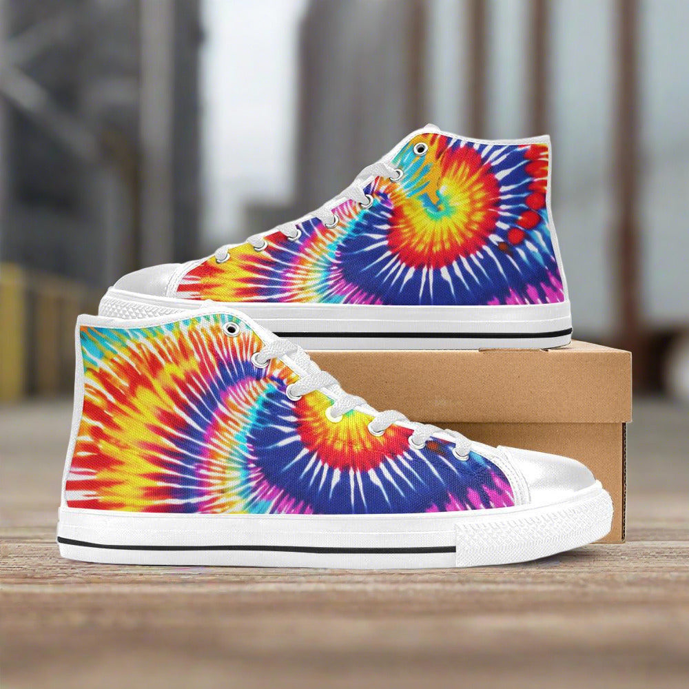 Butterfly Rainbow Crimson Black Wearable MEN Bold Art - Freaky Shoes | Custom Art Sneakers