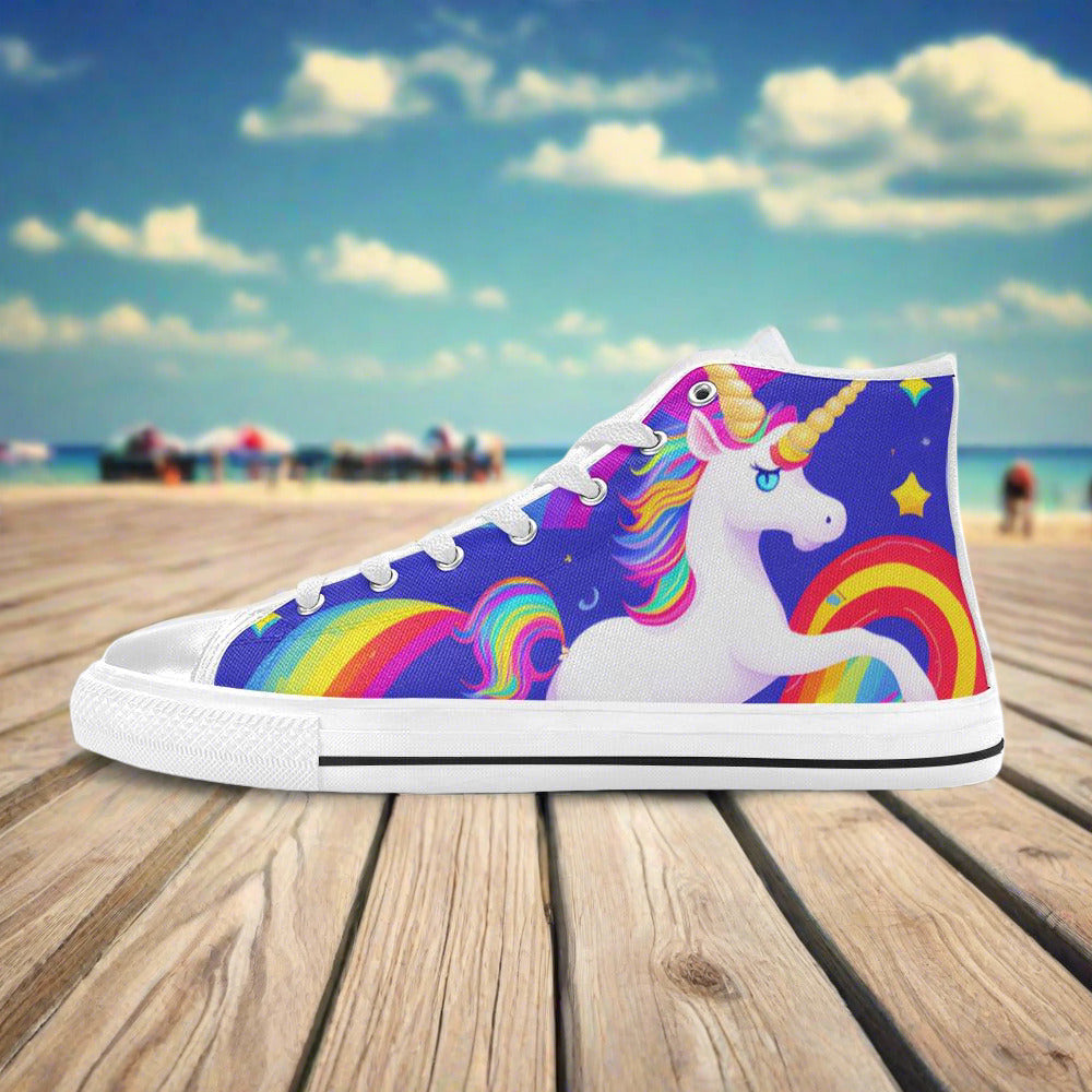 Cherry Blossom Blue Gold Vivid WOMEN Bold Art - Freaky Shoes | Custom Art Sneakers