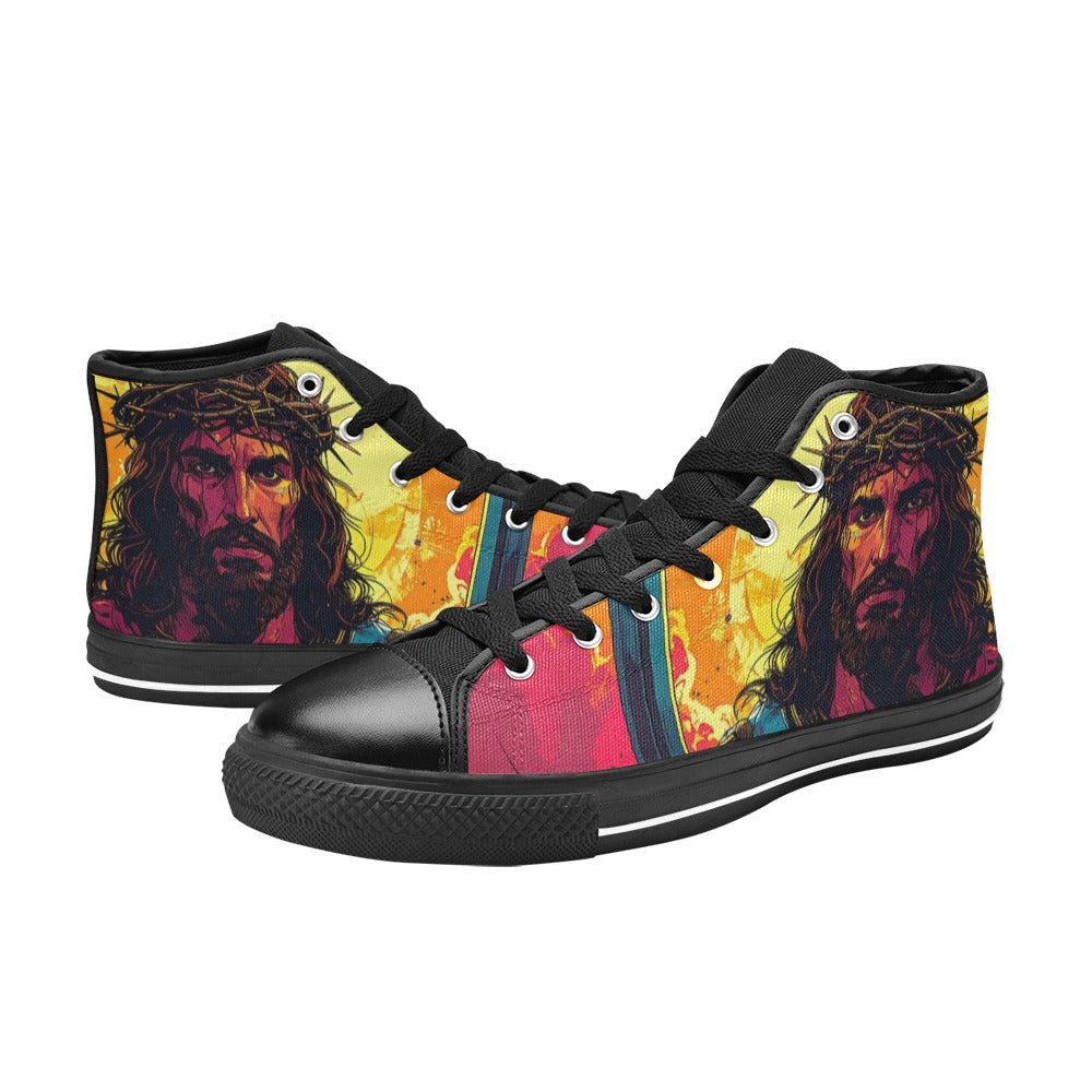WOMEN'S Jesus_Ht_12 High Top Canvas Neon Fantasy Shoes