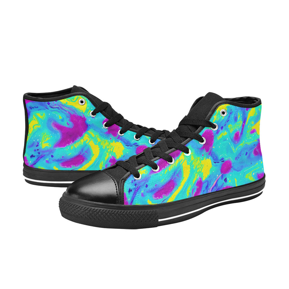 MEN'S Tie Dye Splash Retro High Top Canvas Vivid Custom Sneakers