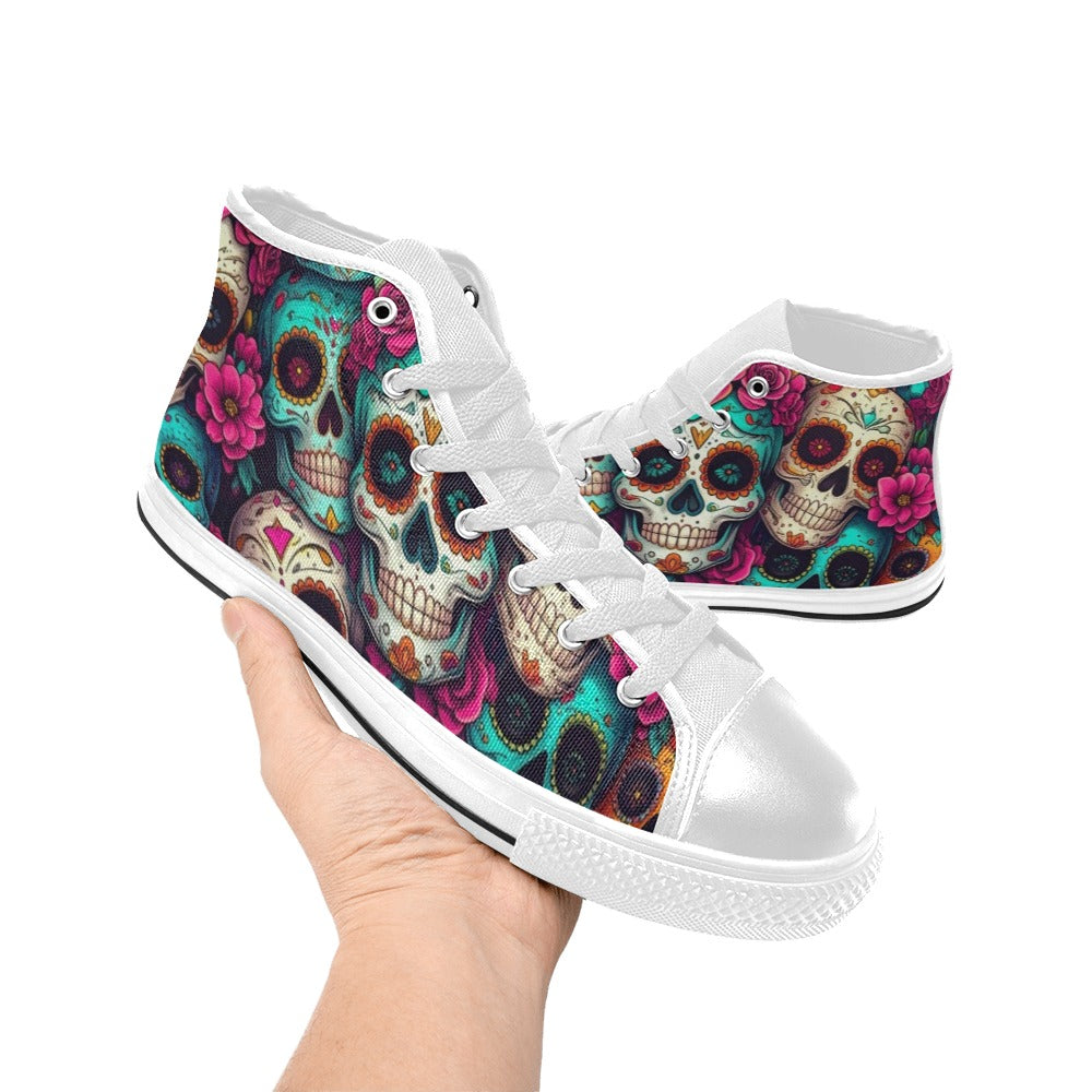 WOMEN'S Dia De Los Muertos High Top Canvas Vivid Shoes