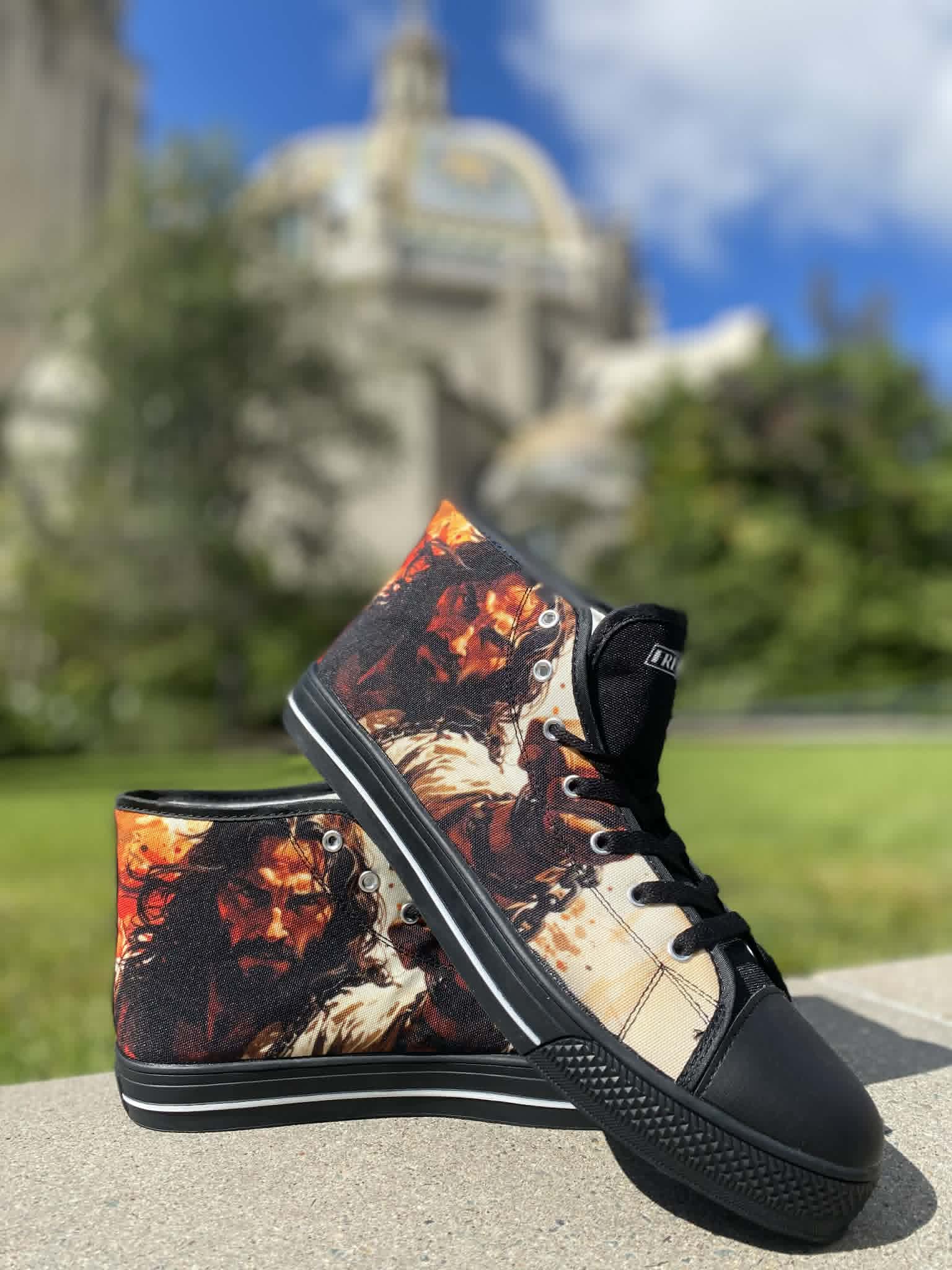Dragon White Gold Custom UNISEX Bold Art - Freaky Shoes | Custom Art Sneakers