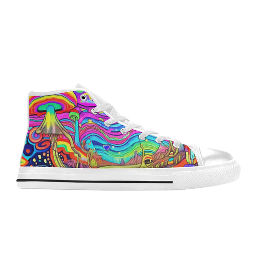 MEN'S Trippy Acid World Art High Top Canvas Cottagecore Sneakers