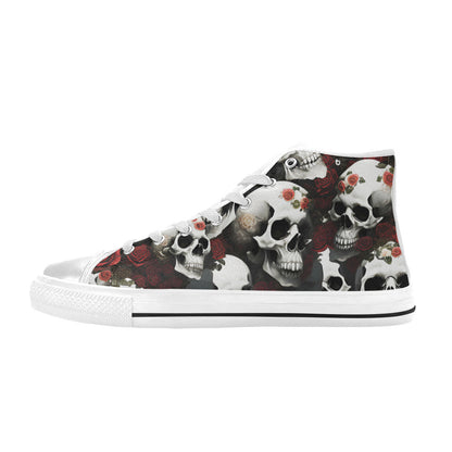 MEN'S Rose Skulls Dark 3 High Top Canvas Cottagecore Custom Sneakers