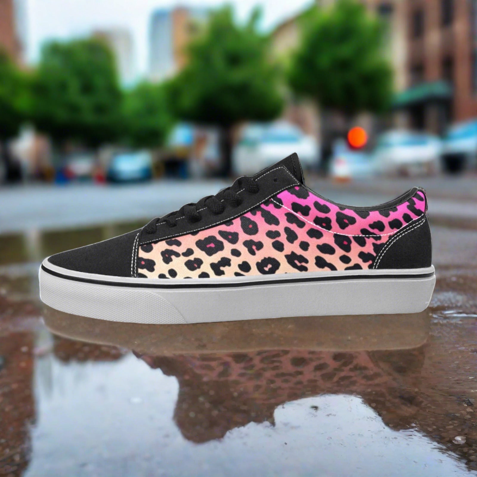 Cherry Blossom Magenta Gold Wearable WOMEN Bold Art - Freaky Shoes | Custom Art Sneakers