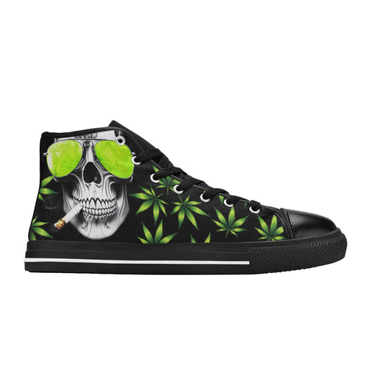 MEN'S Cc 420 Skull Weed High Top Canvas Wallpaper Art Shoes