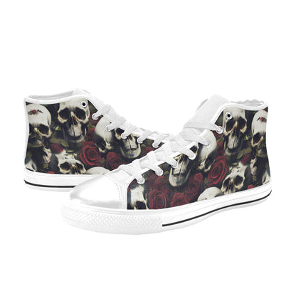 WOMEN'S Rose Skulls Dark High Top Canvas Vibrant Chaos Shoes