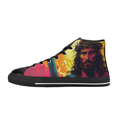 MEN'S Jesus_Ht_12 Men’S High Top Canvas Neon Fantasy Sneakers