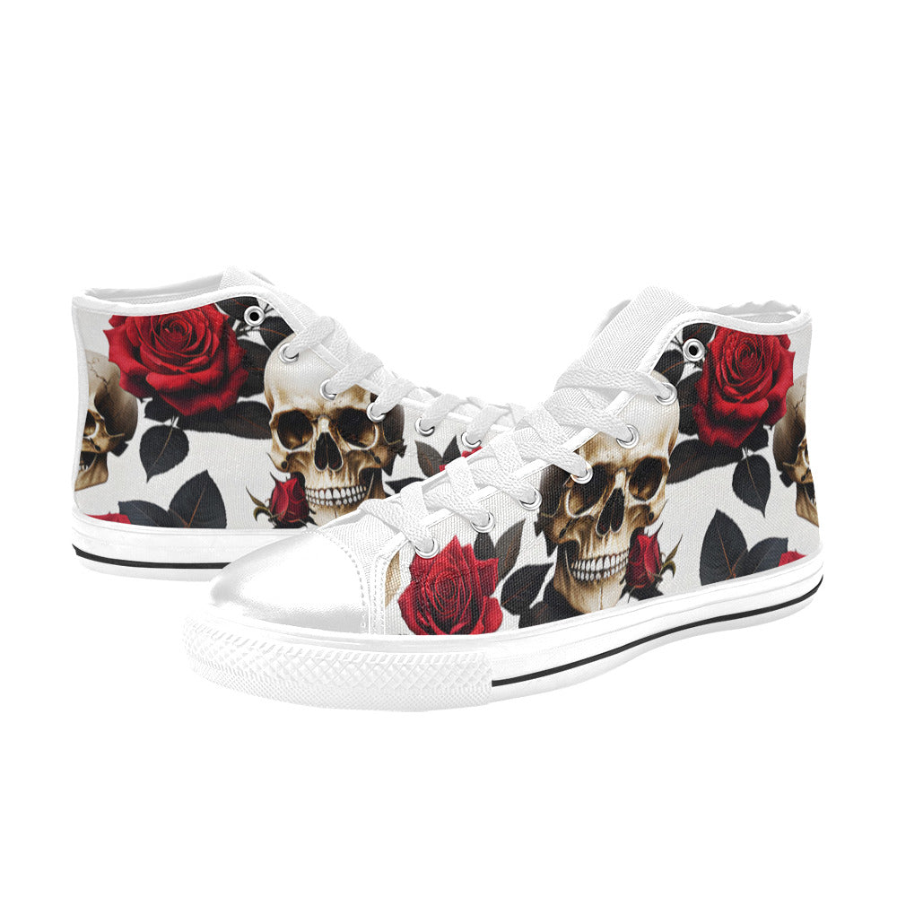 WOMEN'S Skulls Roses Deluxe High Top Canvas Aesthetic Sneakers