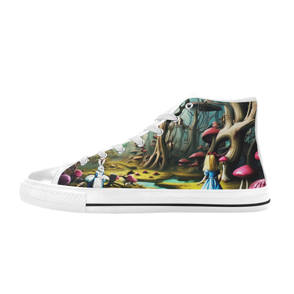 MEN'S Creepy Wonderland Model Art High Top Canvas Vivid Custom Sneakers