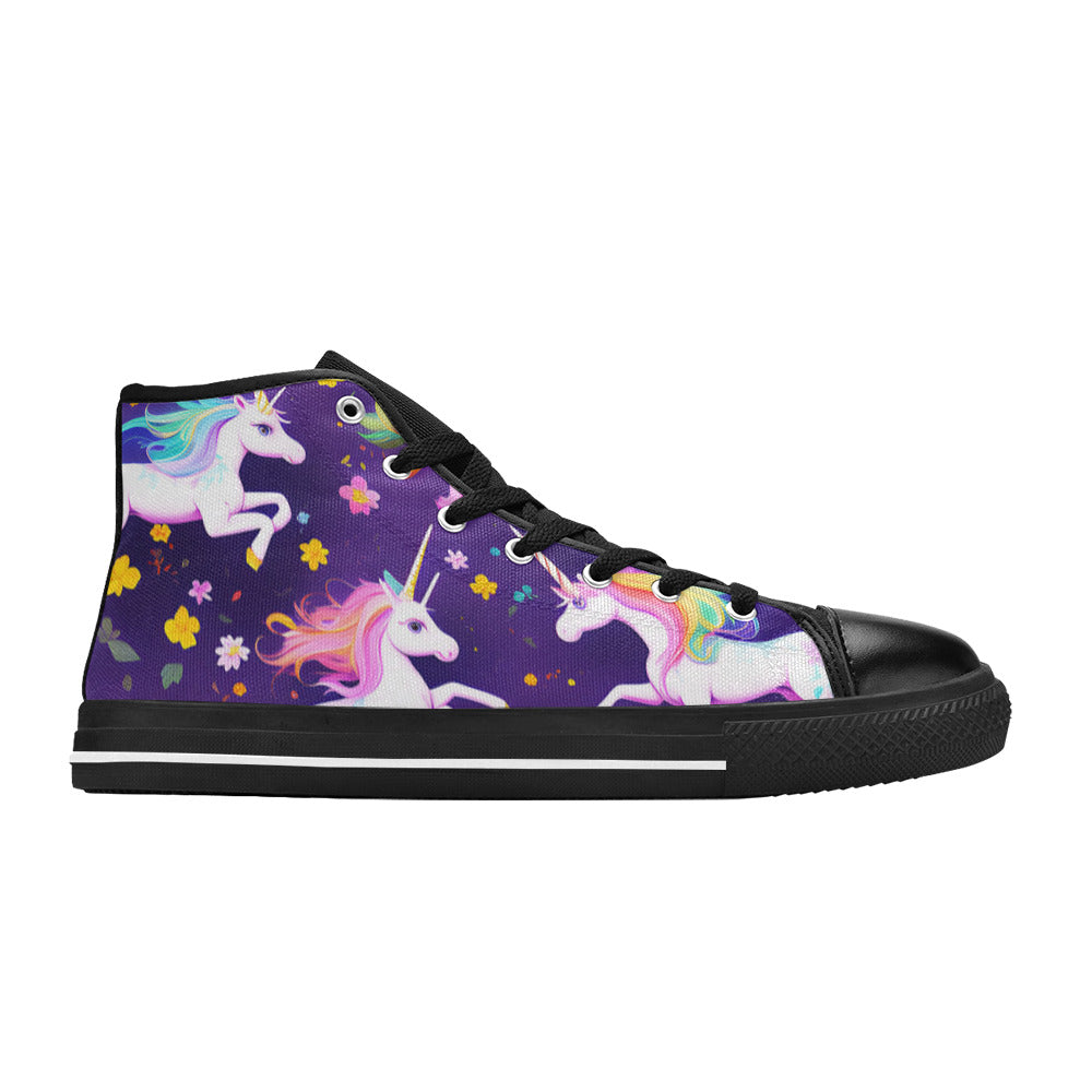 WOMEN'S Unicorns Please 3 High Top Canvas Neon Fantasy Shoes