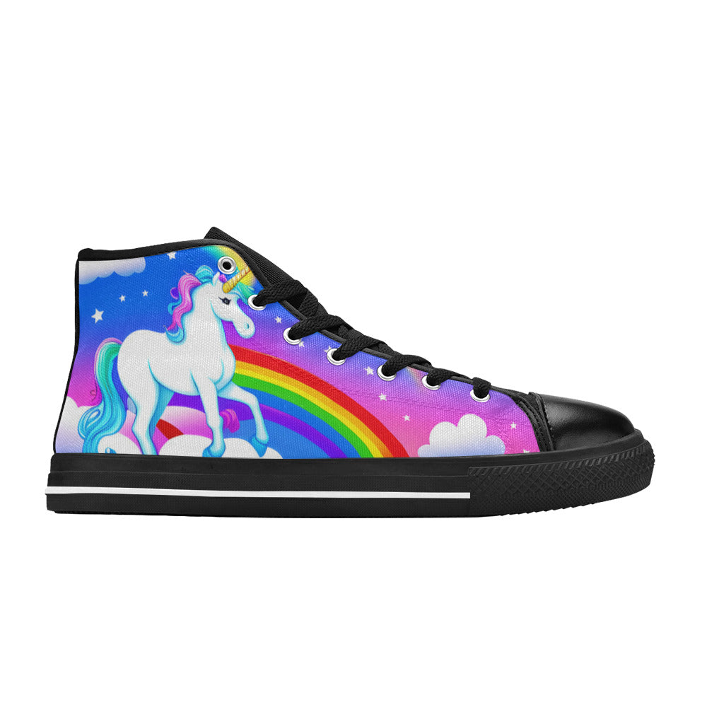 MEN'S Unicorns Rainbows Clouds Men’S High Top Canvas Grunge Custom Sneakers