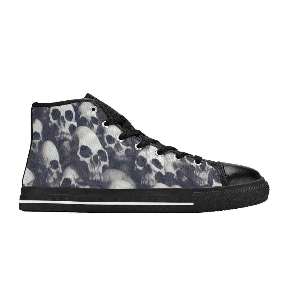 MEN'S Cc Skulls Greyscale Style High Top Canvas Y2K Custom Sneakers