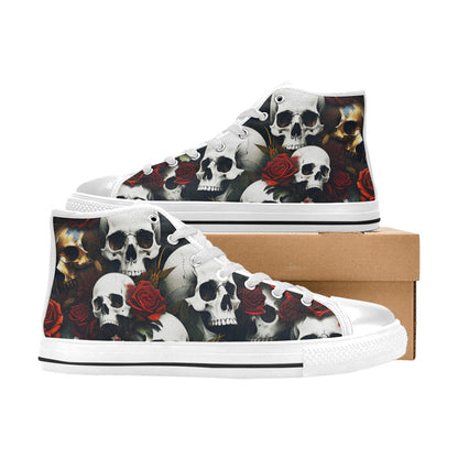 WOMEN'S Rose Skulls Dark 6 High Top Canvas Neon Fantasy Shoes
