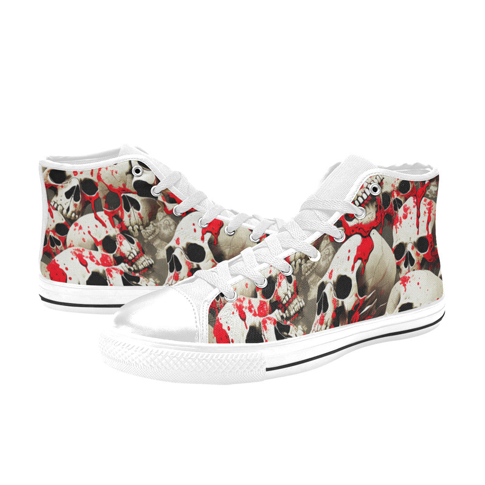 MEN'S Splatter Skulls 3 Men’S High Top Canvas Dark Academia Shoes