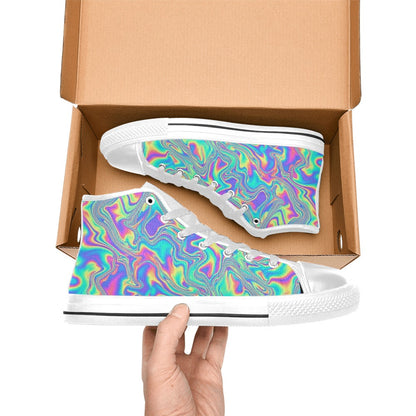MEN'S Holographic Tribal Blaze 4 High Top Canvas Vibrant Chaos Custom Sneakers