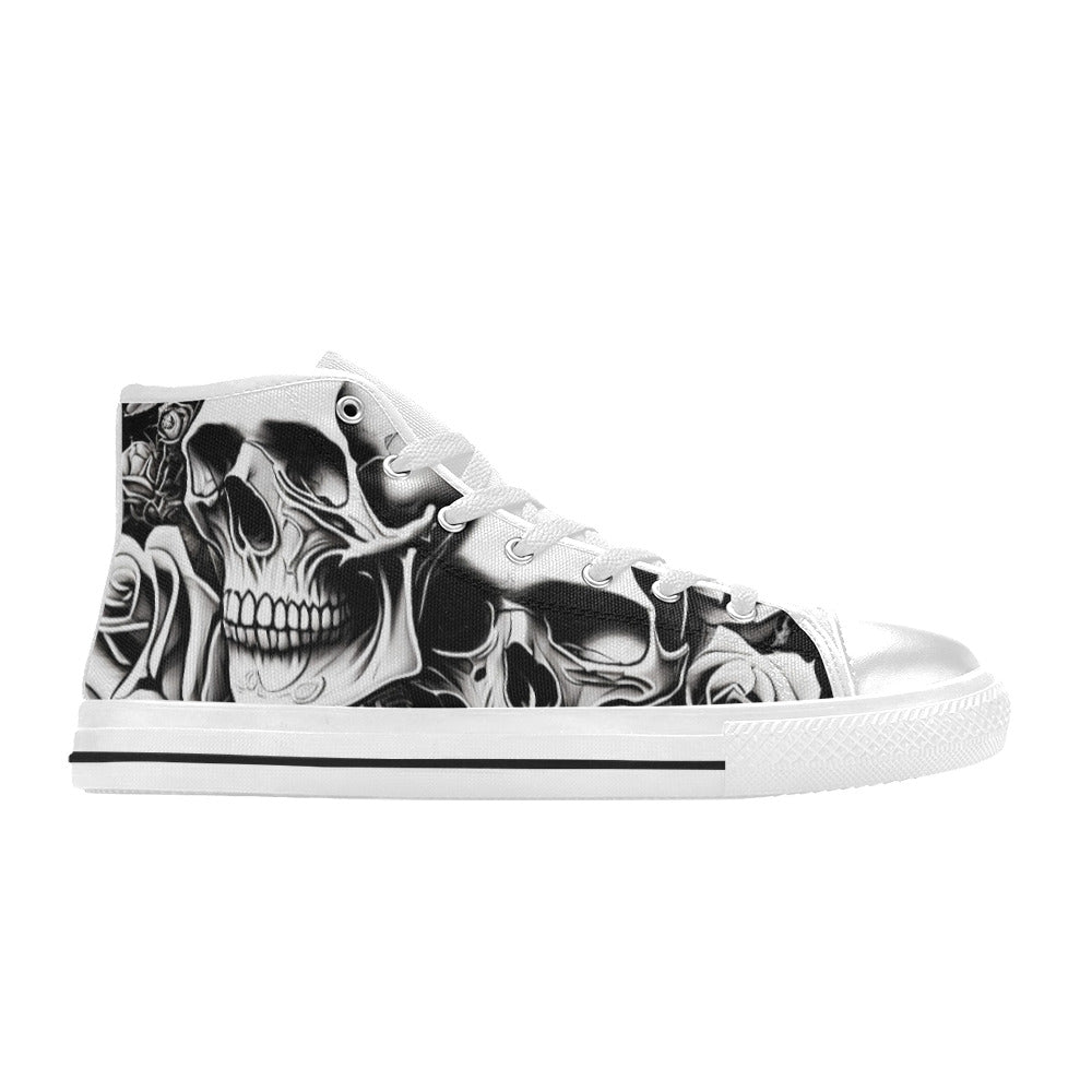 WOMEN'S Cartoon Style Skulls Roses High Top Canvas Dreamcore Custom Sneakers