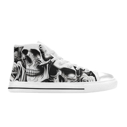 WOMEN'S Cartoon Style Skulls Roses High Top Canvas Dreamcore Custom Sneakers