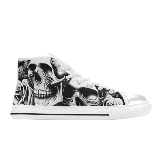 WOMEN'S Cartoon Style Skulls Roses High Top Canvas Dreamcore Custom Sneakers