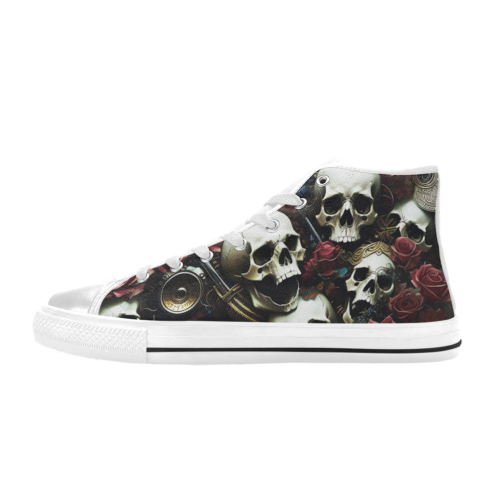 MEN'S Rose Skulls Dark 4 High Top Canvas Vibrant Chaos Custom Sneakers