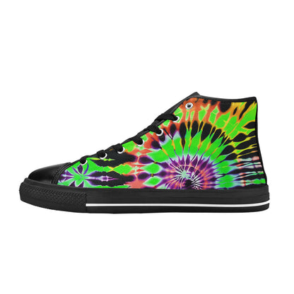 WOMEN'S Cc Tie Dye Art High Top Canvas Aesthetic Sneakers